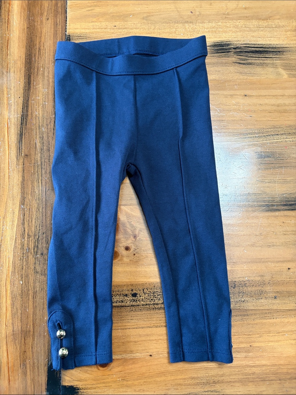 Janie & Jack Navy Button Hem Leggings - 12-18 months
